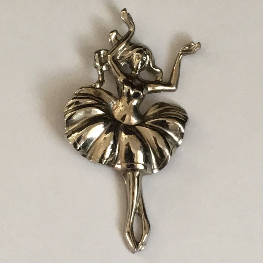 Vintage Ballerina Brooch Silvertone